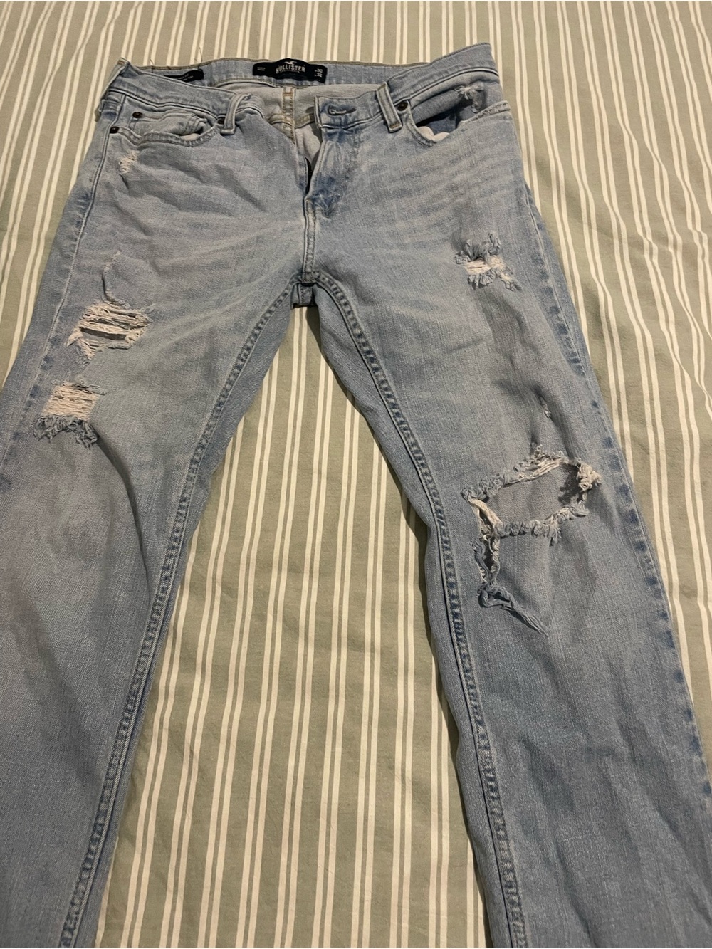Hollister Light Blue Distressed Slim Straight Jeans